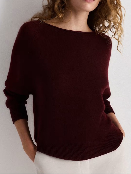 Quince Sweaters - Quince 100% Mongolian Cashmere Boatneck Sweater Rich Burgundy Small
